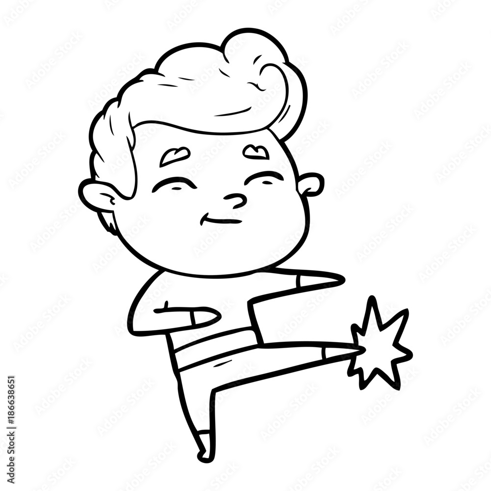 happy cartoon man kicking happy cartoon man kicking