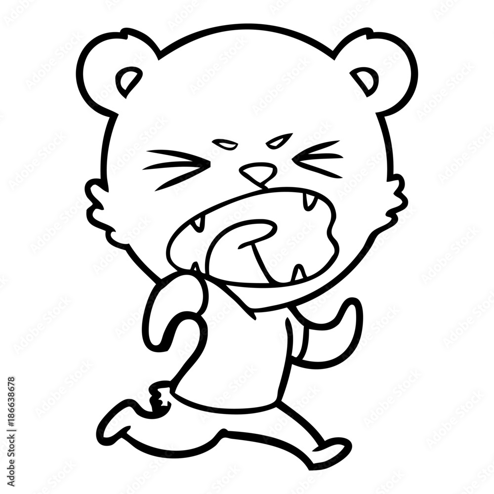 angry cartoon bear running angry cartoon bear running