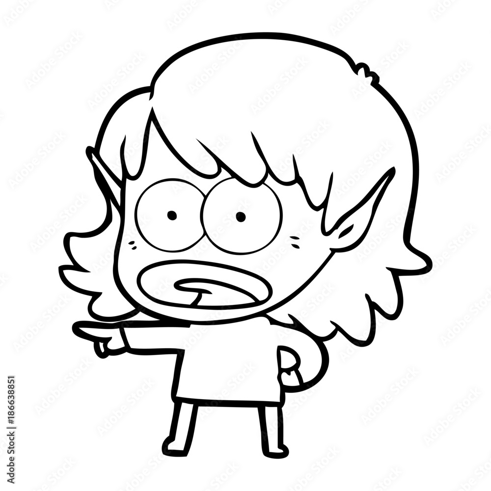 cartoon shocked elf girl cartoon shocked elf girl