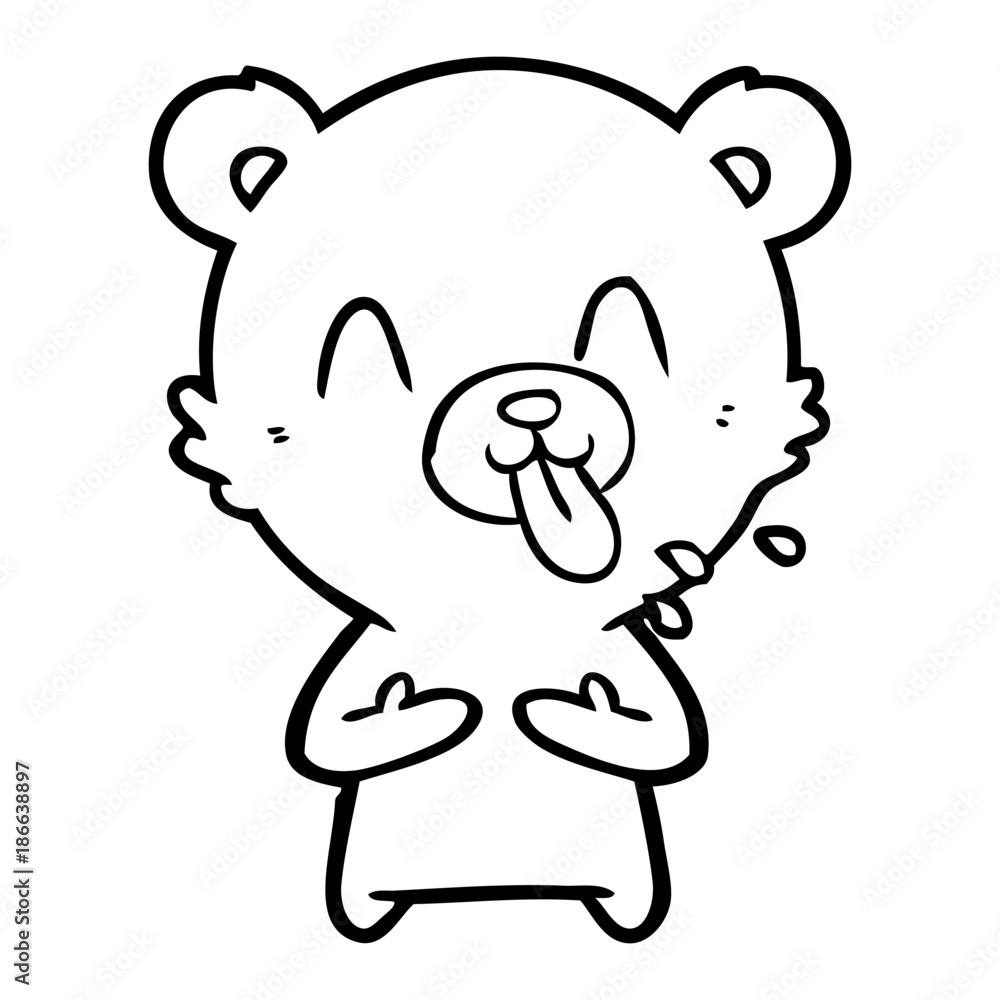 Fototapeta premium rude cartoon polar bear sticking out tongue