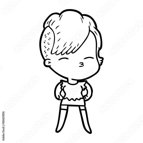 cartoon squinting girl