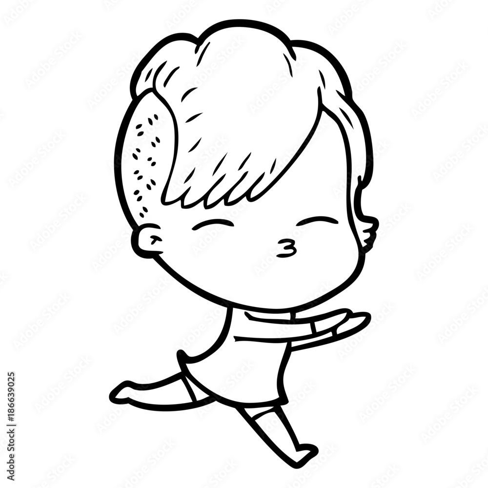 cartoon squinting girl running cartoon squinting girl running