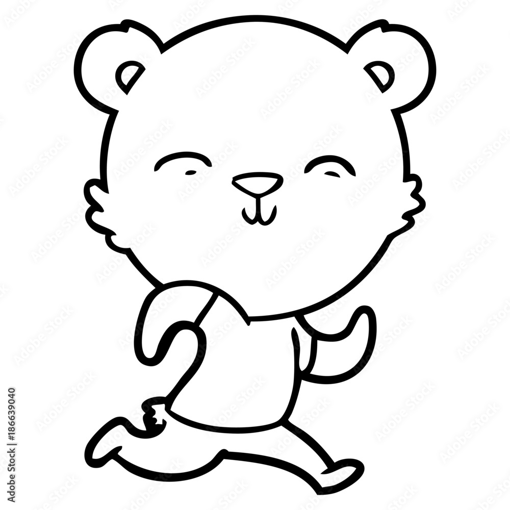 happy cartoon bear jogging happy cartoon bear jogging