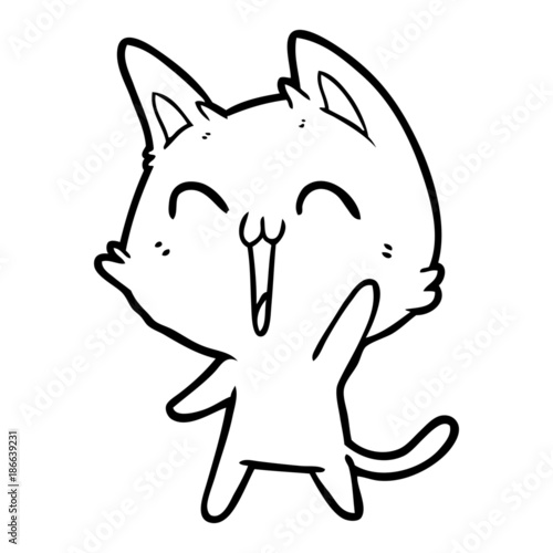 happy cartoon cat meowing