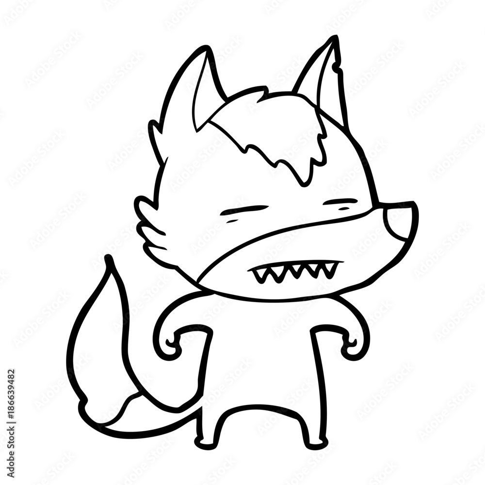cartoon wolf showing teeth cartoon wolf showing teeth