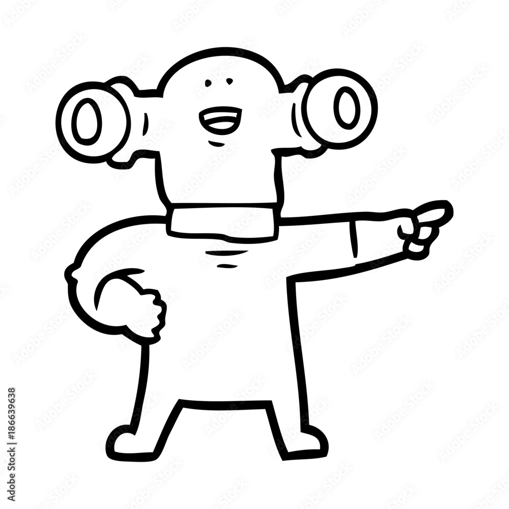 friendly cartoon alien pointing friendly cartoon alien pointing