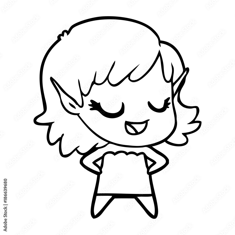 happy cartoon elf girl happy cartoon elf girl