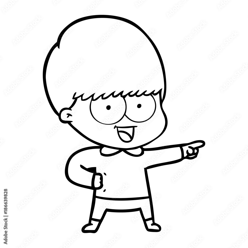 happy cartoon boy pointing
