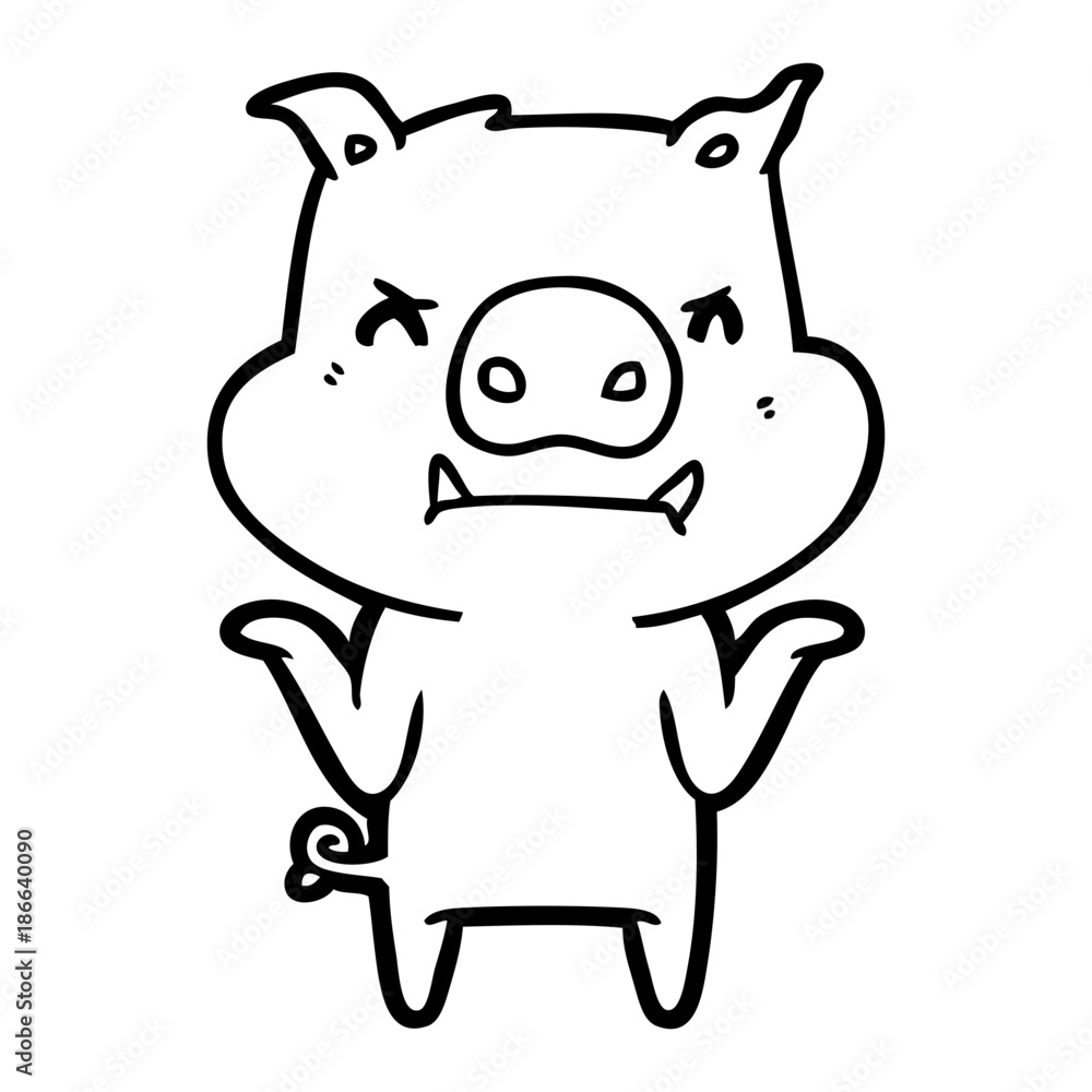 angry cartoon pig shrugging shoulders angry cartoon pig shrugging shoulders