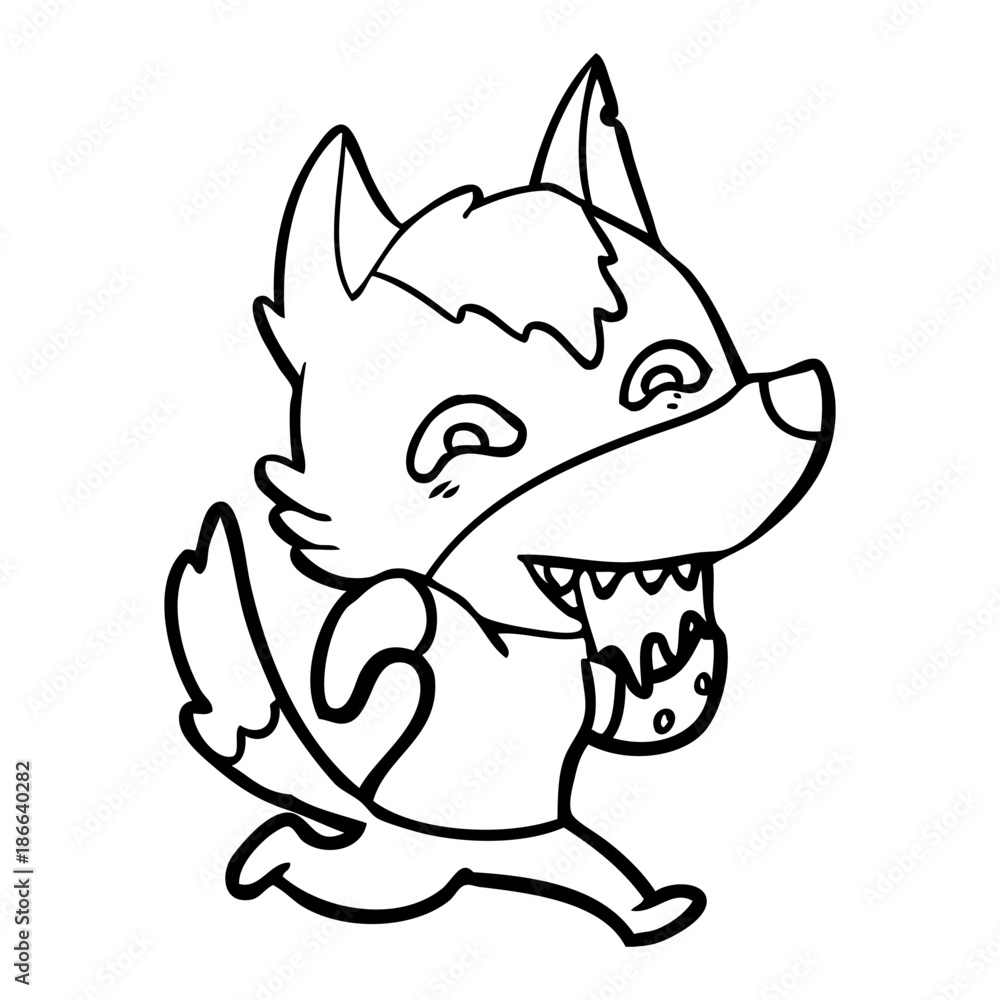 cartoon hungry wolf