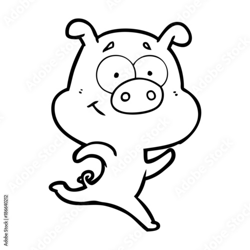 happy cartoon pig running