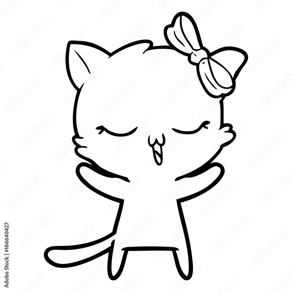 cartoon cat with bow on head cartoon cat with bow on head