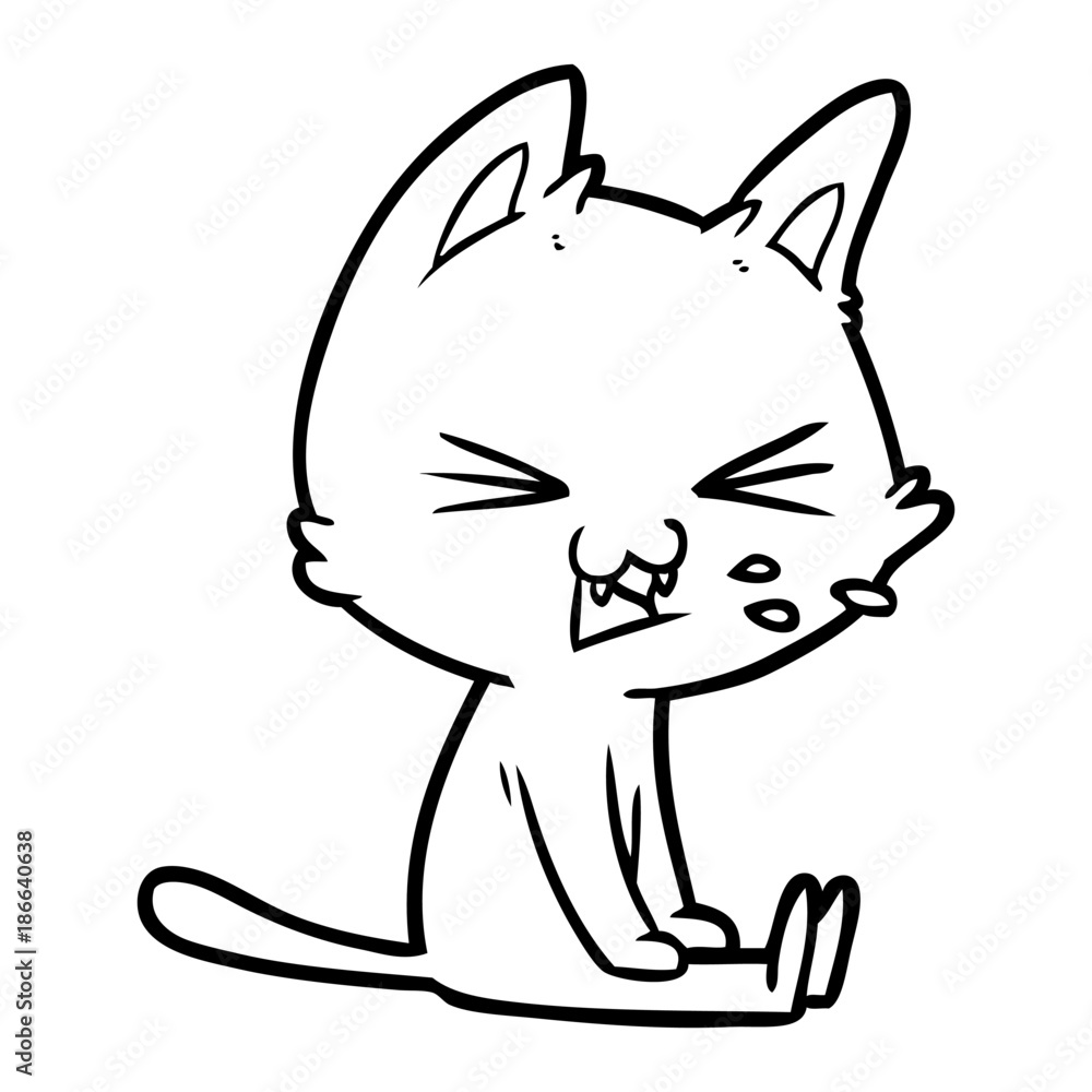 cartoon sitting cat hissing cartoon sitting cat hissing