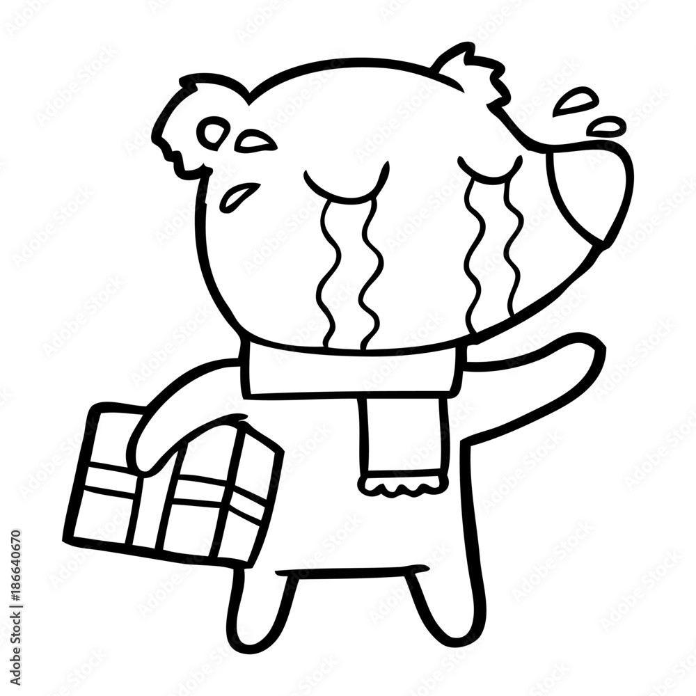 cartoon crying christmas polar bear cartoon crying christmas polar bear