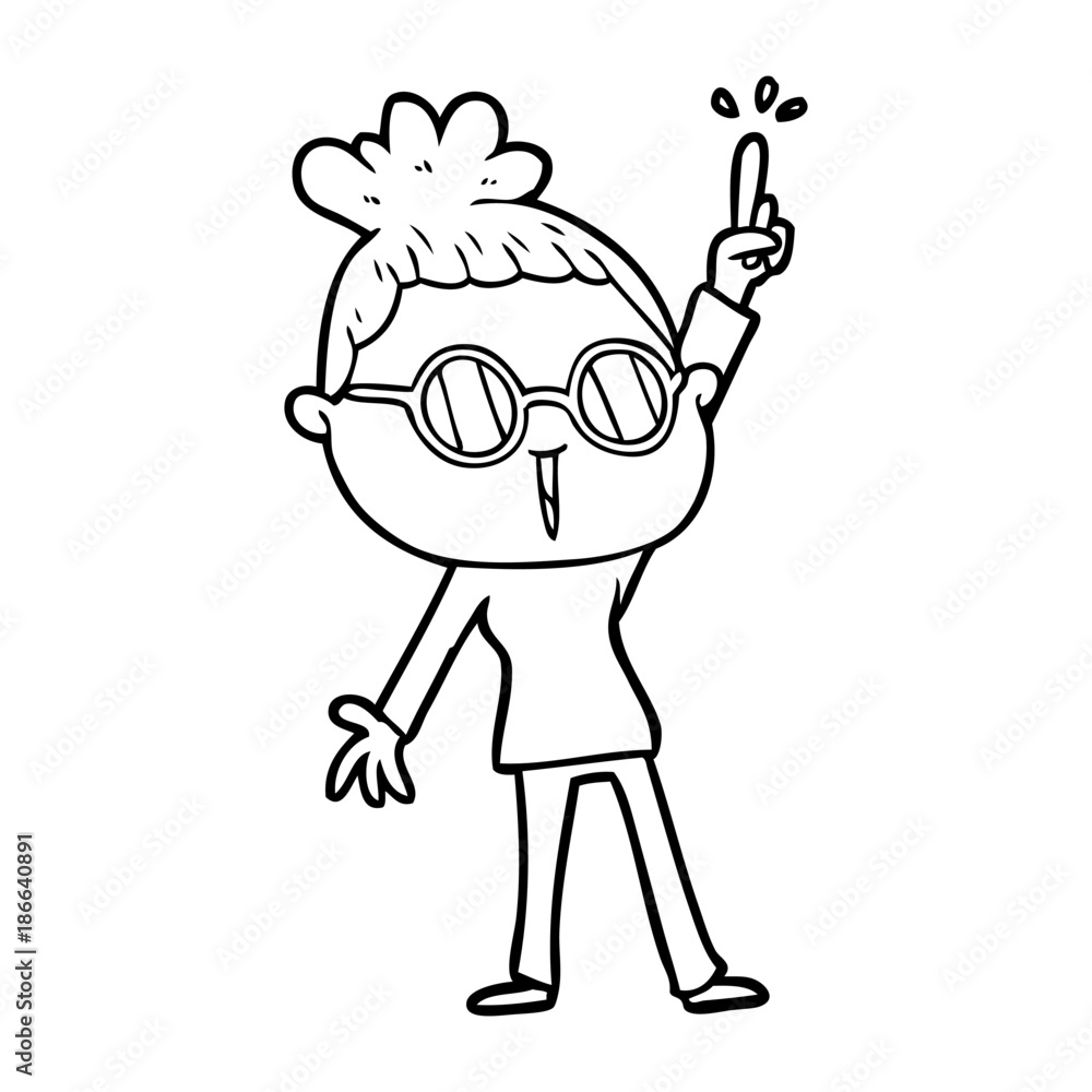 cartoon woman wearing spectacles cartoon woman wearing spectacles