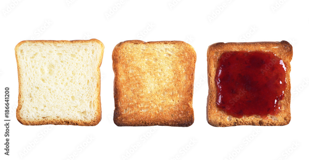 Three slices of toast bread Three slices of toast bread