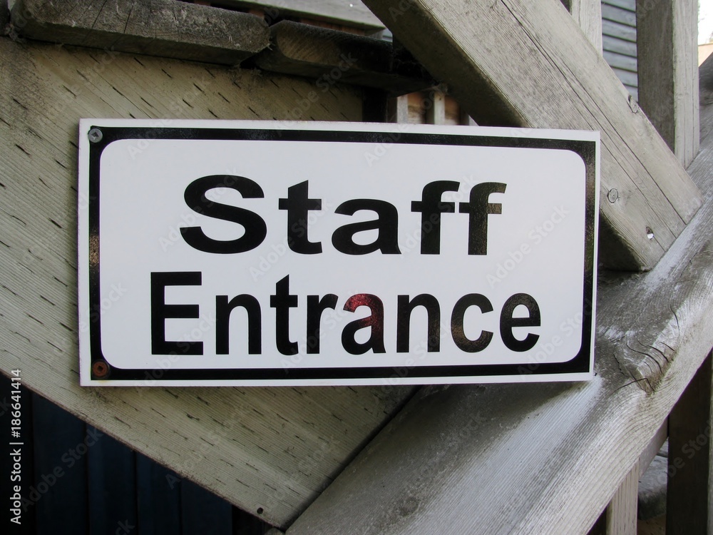 Staff Entrance sign outside of the building