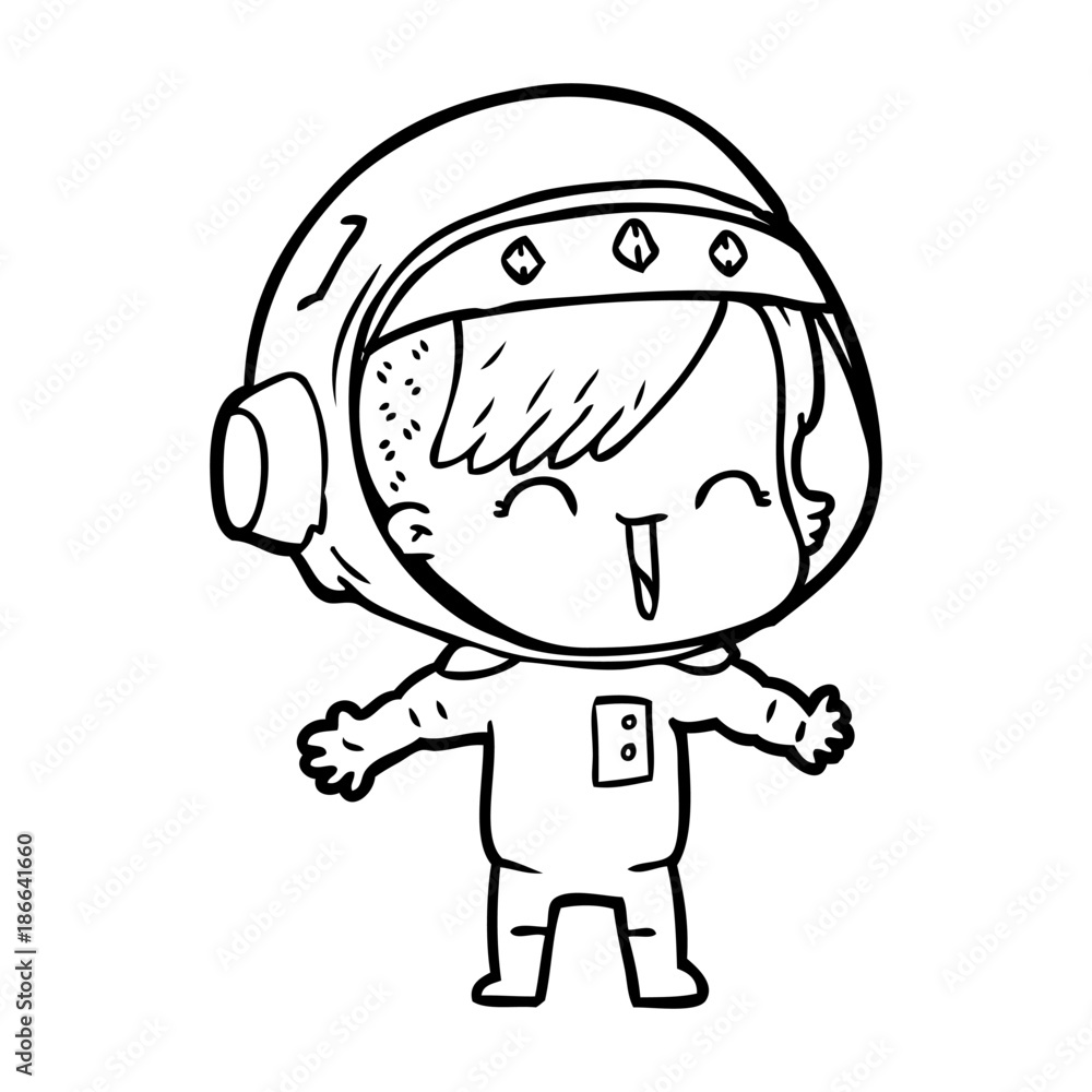 Fototapeta premium cartoon laughing astronaut girl 