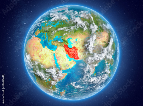 Fototapeta Naklejka Na Ścianę i Meble -  Iran on planet Earth in space