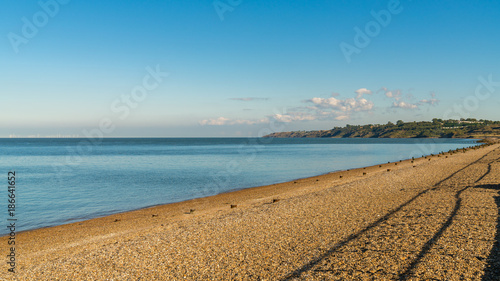 Beach and North Sea, seen from The Leas in Minster on Sea, Isle of Sheppey, Kent, England, UK photo