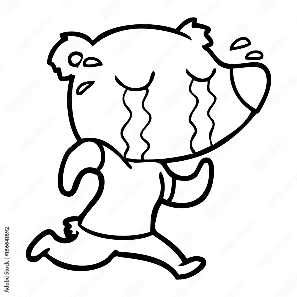 Fototapeta premium cartoon crying bear running