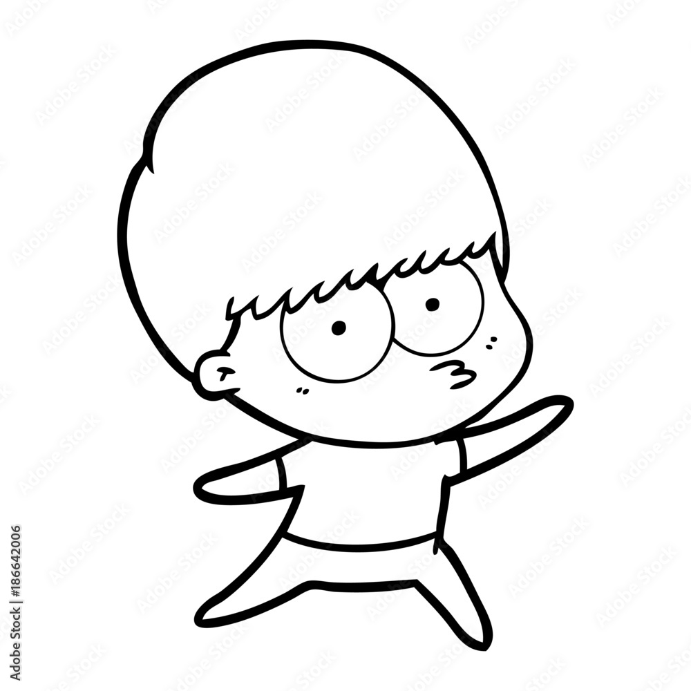 Obraz premium nervous cartoon boy