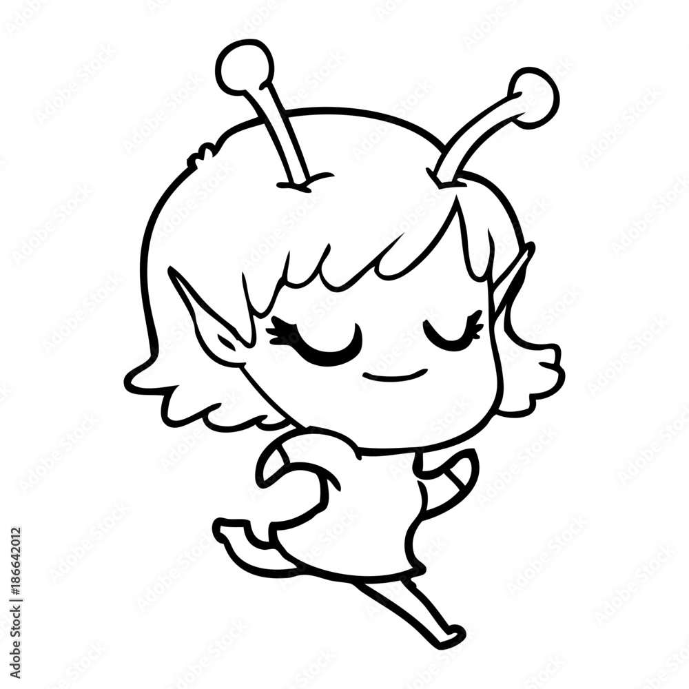 smiling alien girl cartoon running smiling alien girl cartoon running