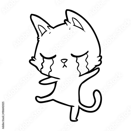 crying cartoon cat performing a dance