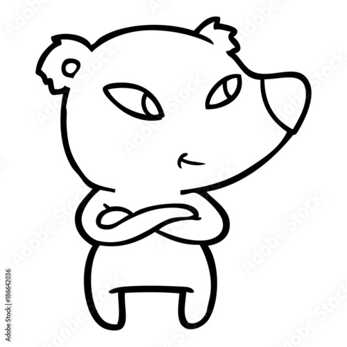 cute cartoon bear with crossed arms