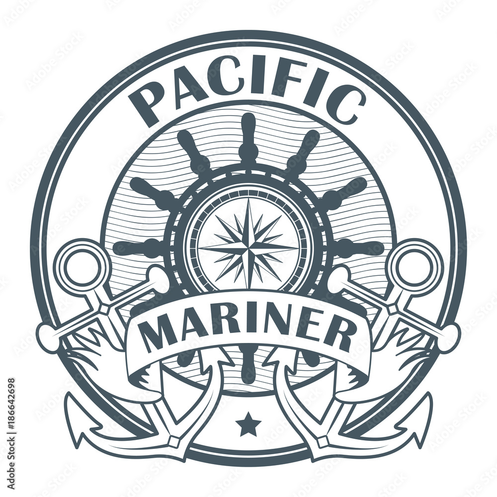 Fototapeta premium Stamp or label with the words Pacific Mariner