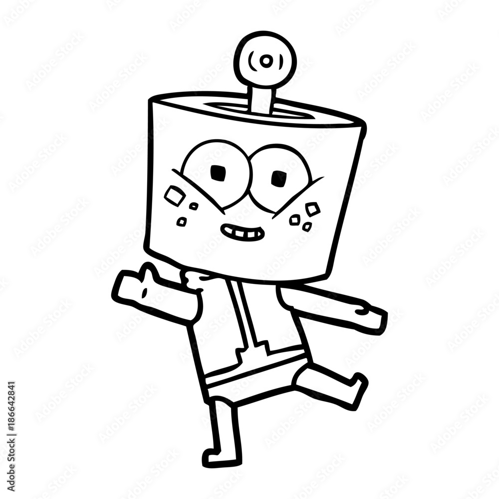 happy cartoon robot dancing