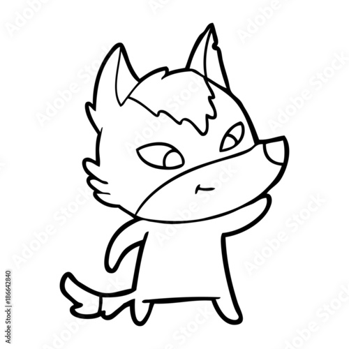 friendly cartoon wolf © lineartestpilot
