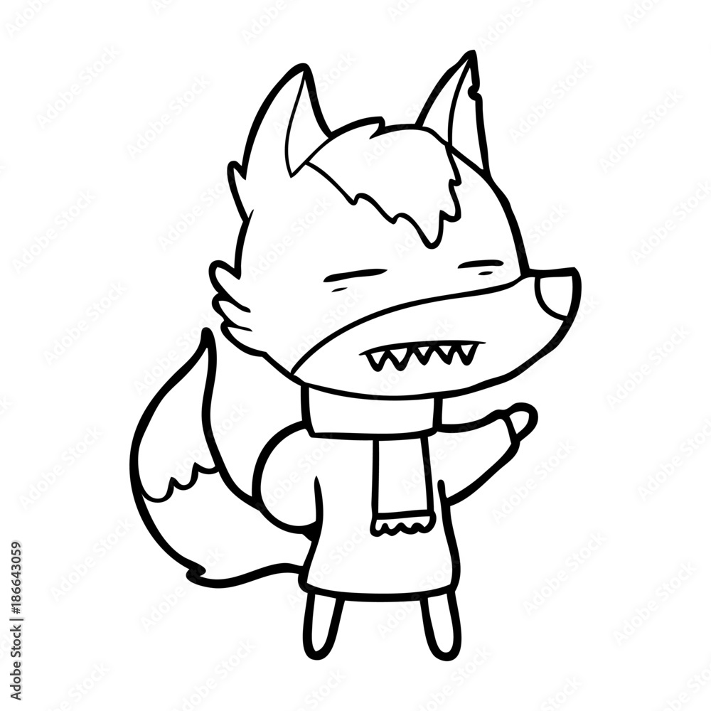 cartoon wolf in winter clothes cartoon wolf in winter clothes