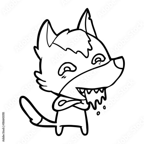 cartoon hungry wolf