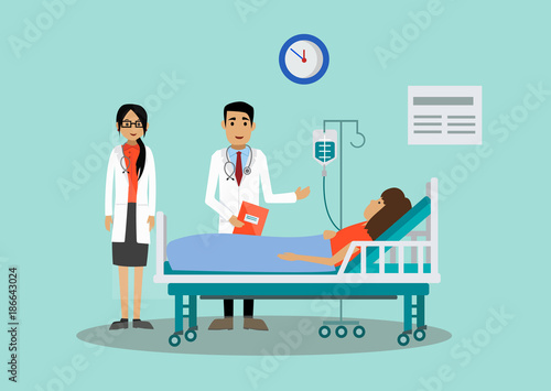 The patient is at the doctor's reception. Vector illustration.