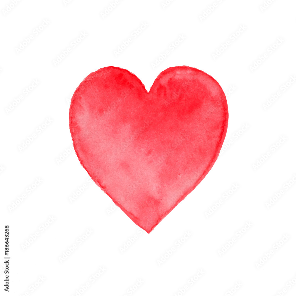 Valentine's day concept, Watercolor painting red heart shape textured background, love symbolic, illustration design