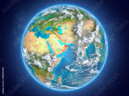 Fototapeta Naklejka Na Ścianę i Meble -  Oman on planet Earth in space