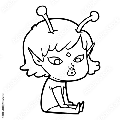 pretty cartoon alien girl