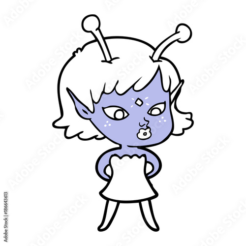 pretty cartoon alien girl