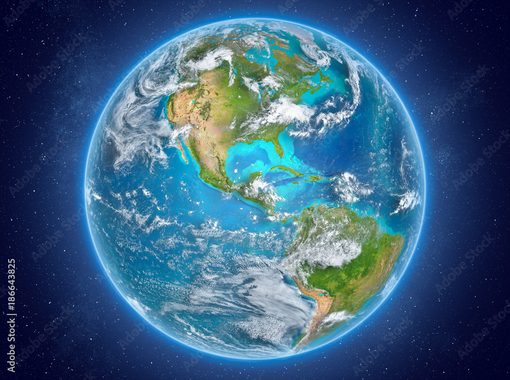 Obraz premium Belize on planet Earth in space