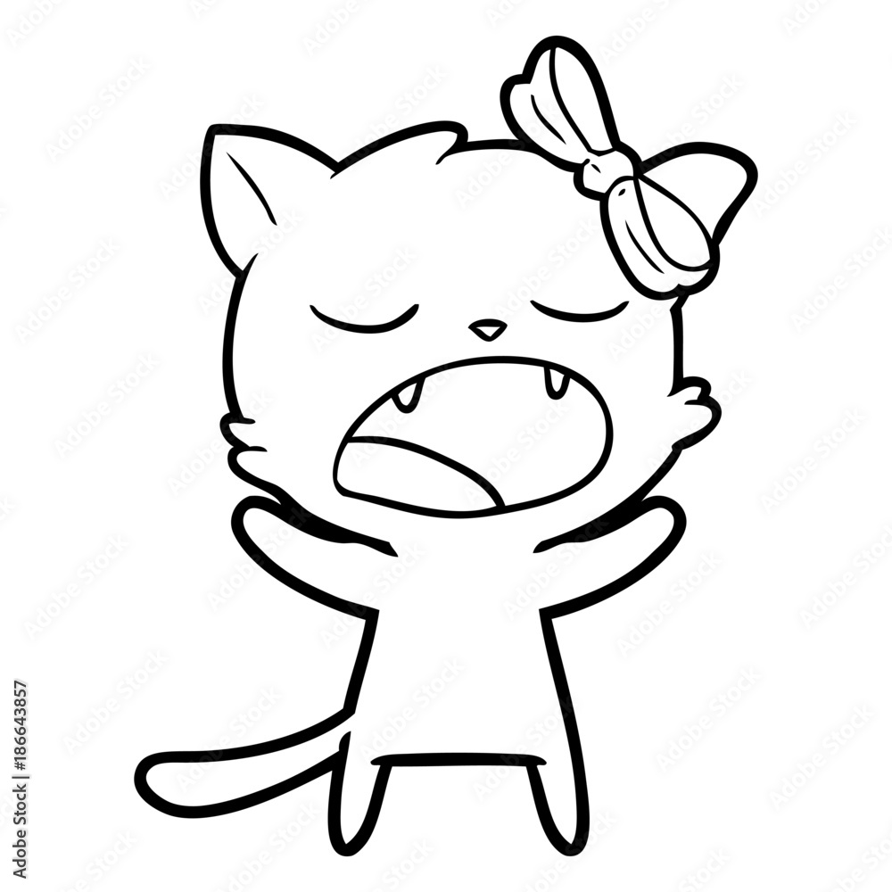 cartoon yawning cat cartoon yawning cat