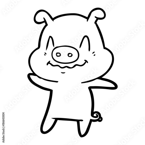 nervous cartoon pig