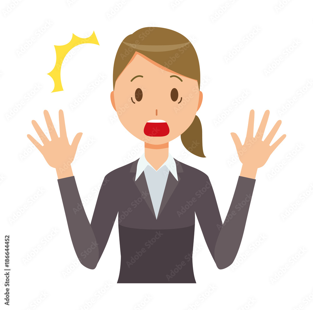 A business woman in a suit is surprised A business woman in a suit is surprised