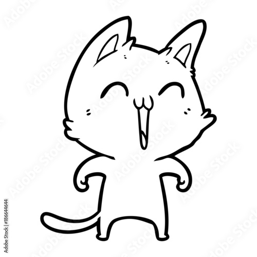 happy cartoon cat meowing