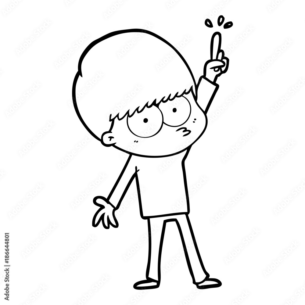 nervous cartoon boy with idea nervous cartoon boy with idea