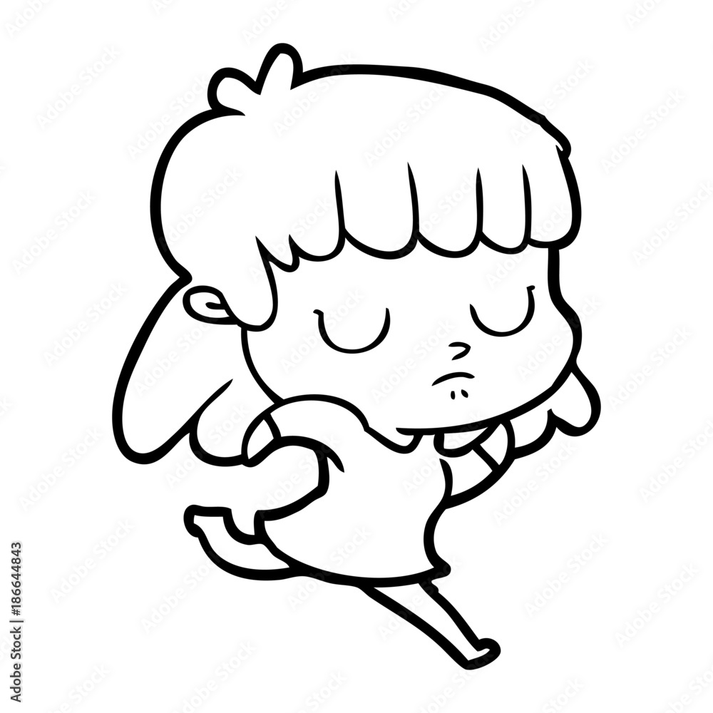 cartoon indifferent woman running cartoon indifferent woman running