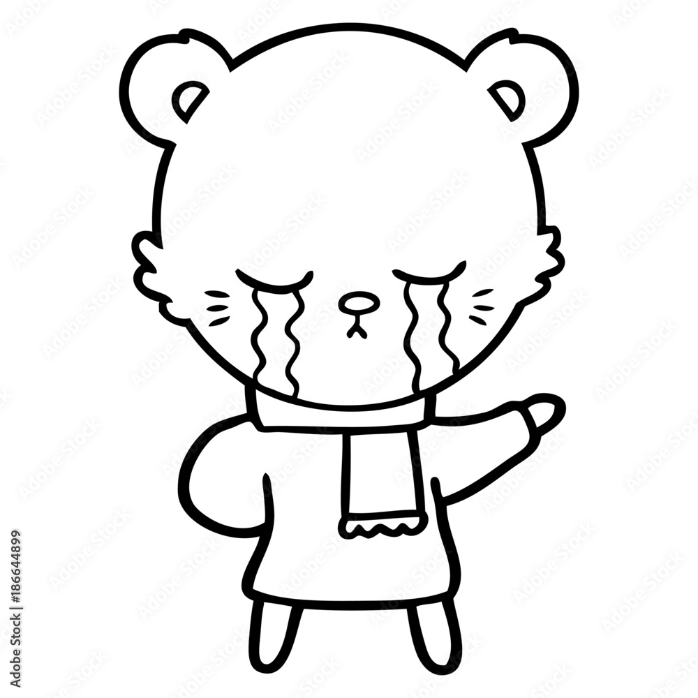 crying cartoon bear wearing winter clothes crying cartoon bear wearing winter clothes