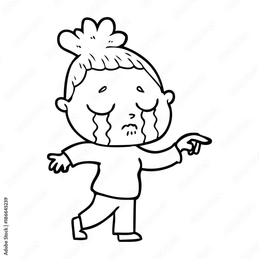 cartoon crying woman pointing cartoon crying woman pointing