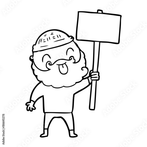 bearded protester cartoon