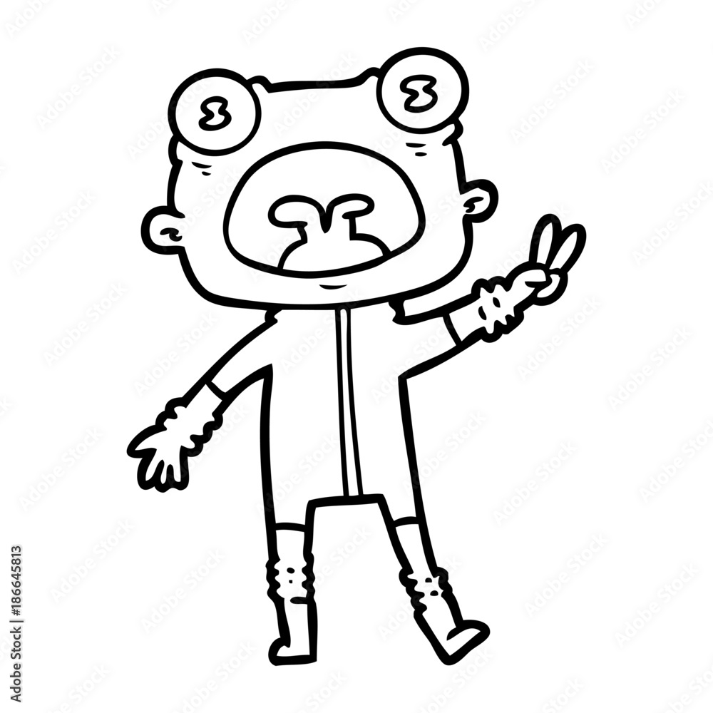 cartoon weird alien waving cartoon weird alien waving